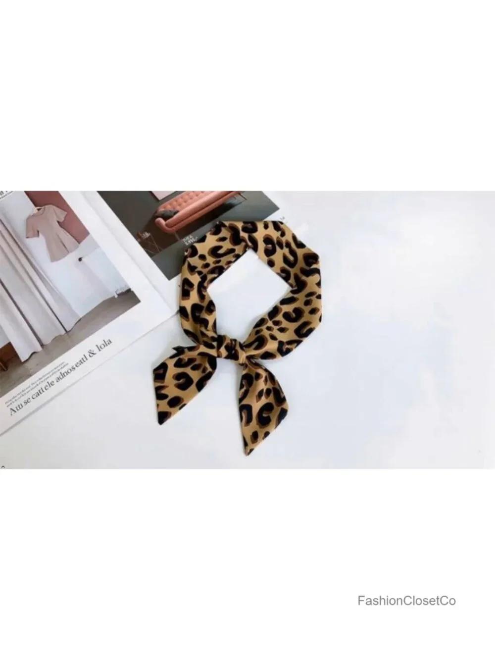 Leopard Print Skinny Scarf Multi-Use Neck Tie Hair Accessory
